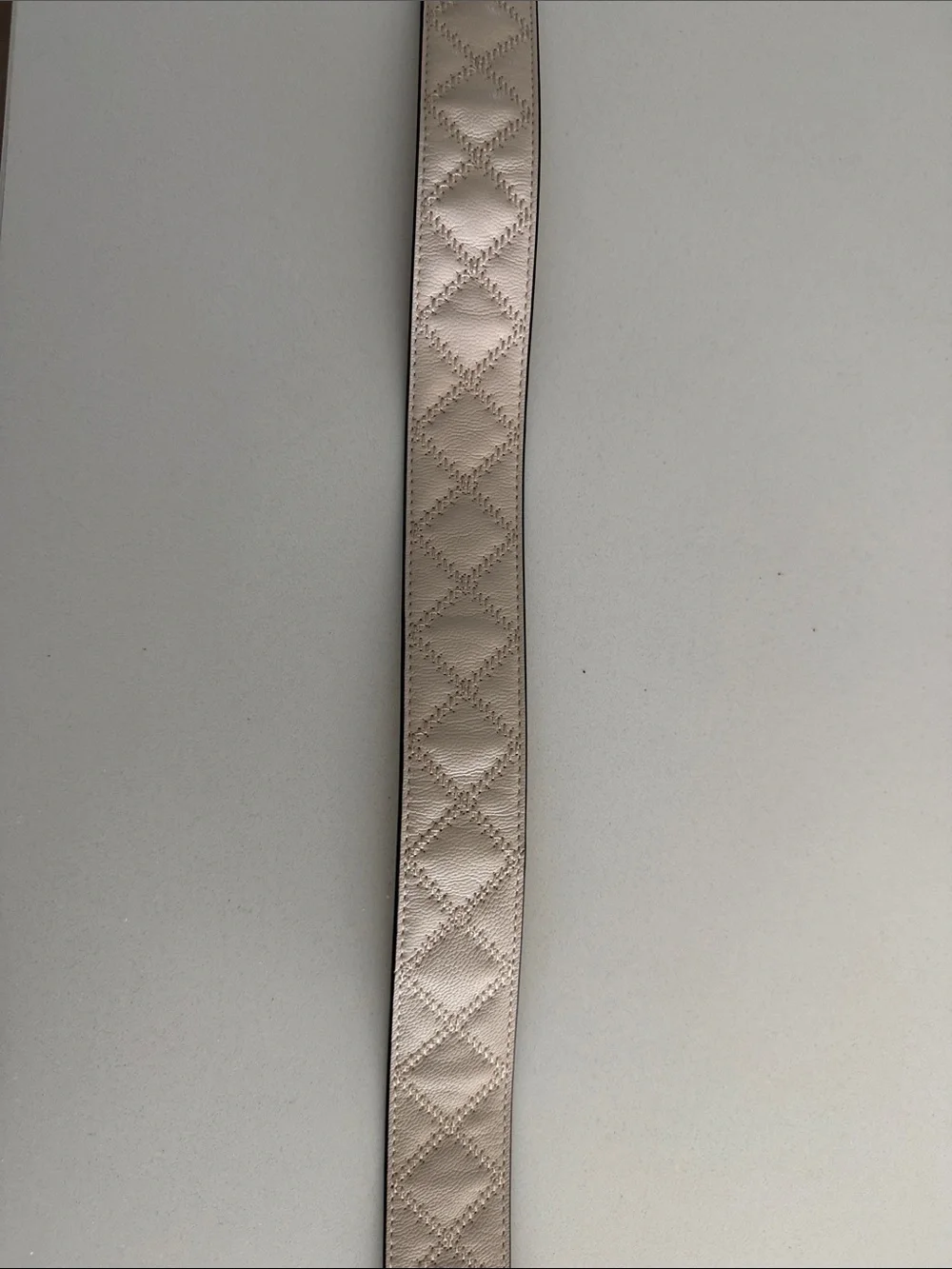 Tory Burch Cream Quilted Leather Belt with Gold Logo Buckle